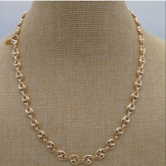 18K 53.90 gm Real Gold Layered Filled 22 Inch 8mm Puffed Mariner Chain - Picture 1 of 7